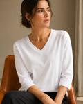 Camiseta Office Lady manga tres cuartos cuello en V