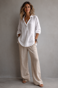 Blusa blanca de lino oversize