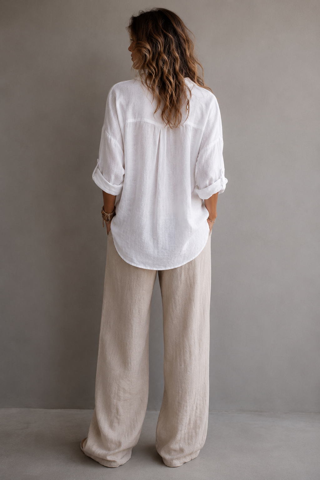 Blusa blanca de lino oversize