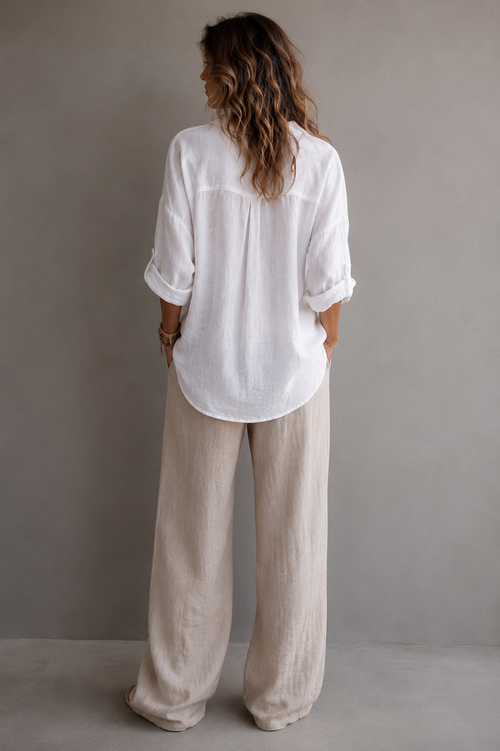 Blusa blanca de lino oversize