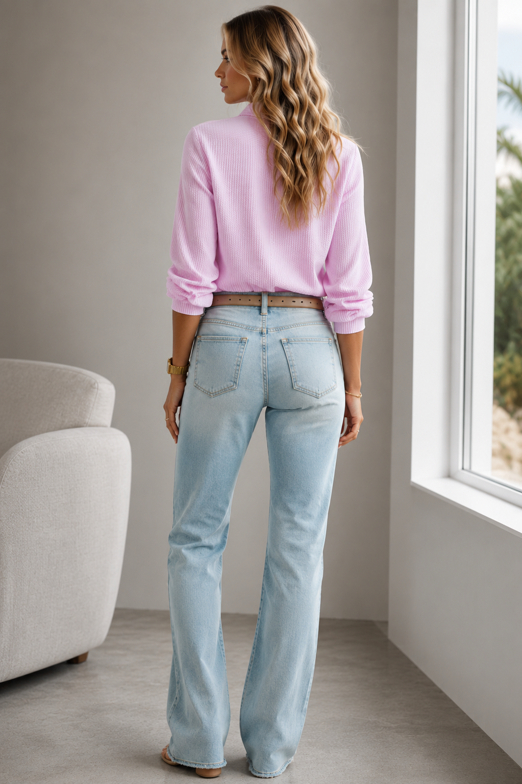 Blusa a Rayas con Volante — Cuello Redondo