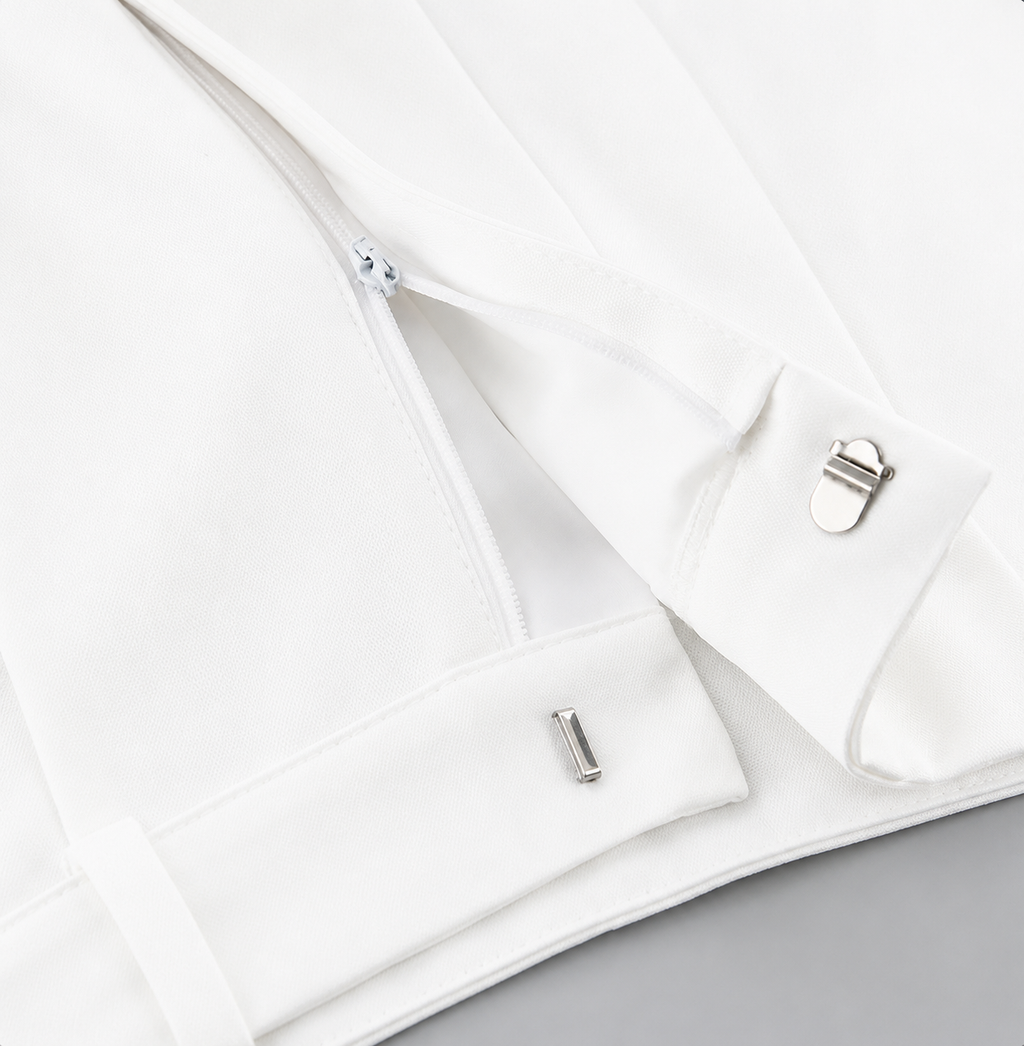 Pantalón Blanco Wide-Leg — Cintura Alta — Pinzas