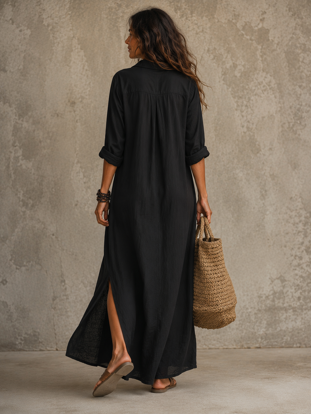 Vestido Camisero Maxi de Manga Larga — Colección Verano