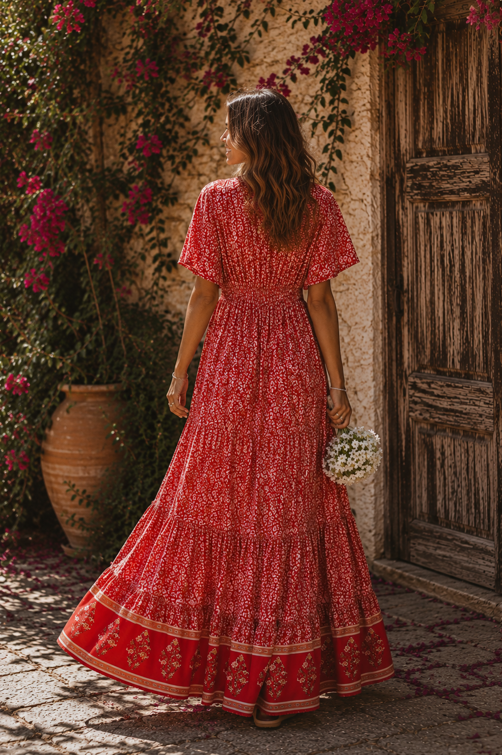 Vestido Largo Boho Floral - Cuello en V