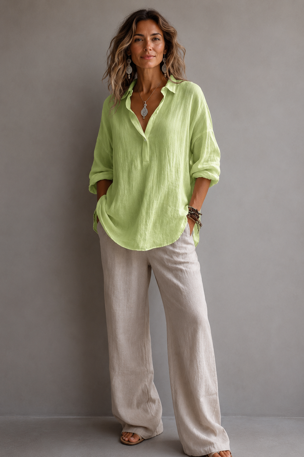 Blusa blanca de lino oversize